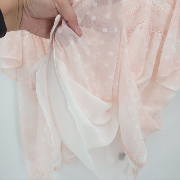 Torrid Coquette Chiffon Clip-Dot Lace Blouse Top Blush Pink Girly Romantic 4X - Picture 6 of 14